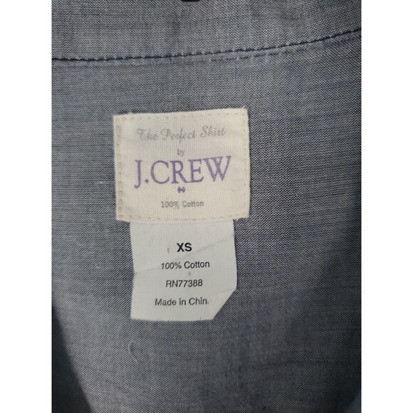J. Crew Xs Button Front Shirt Chambray Lightweight Cotton Roll Tab Sleeve Blue - Picture 6 of 10